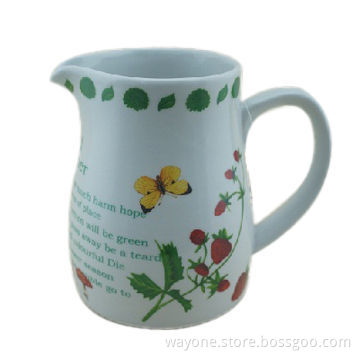 Porcelain Water Jar, 0.5 and 1L Capacity, with Cabbage, Pea, Strawberry, Ladybug, Butterfly Designs